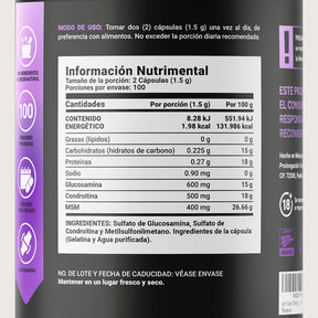 Formulación con Glucosamina, Condroitina y MSM | 1500 mg por porción