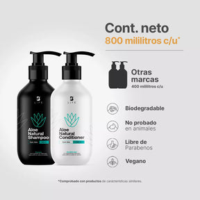 Kit Natural de Aloe Champú y Acondicionador 800 ml c/u
