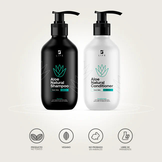 Kit Natural de Aloe Champú y Acondicionador 800 ml c/u