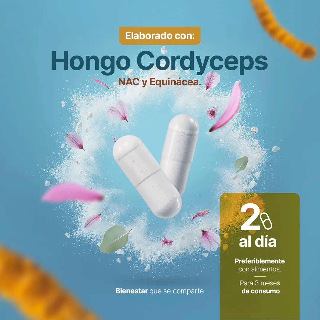 Mezcla con Cordyceps, NAC, Equinácea, Vitamina C y Eucalipto | 1000 mg por porción | 180 Cápsulas