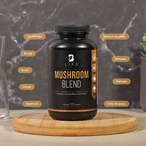 Mezcla de Hongos Adaptogenos | Melena de León, Reishi, Cordyceps, Chaga | 1500 mg por porción Mushroom Blend | Mezcla de Hongos