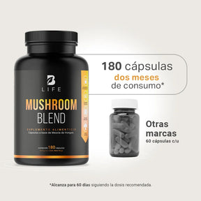 Mezcla de Hongos Adaptogenos | Melena de León, Reishi, Cordyceps, Chaga | 1500 mg por porción Mushroom Blend | Mezcla de Hongos