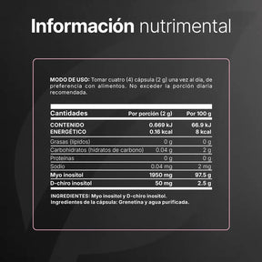 Myo & D-Chiro Inositol en cápsulas | Relación Ideal 40:1 de Alta Pureza | Fórmula Platinum | 2000 mg por porción