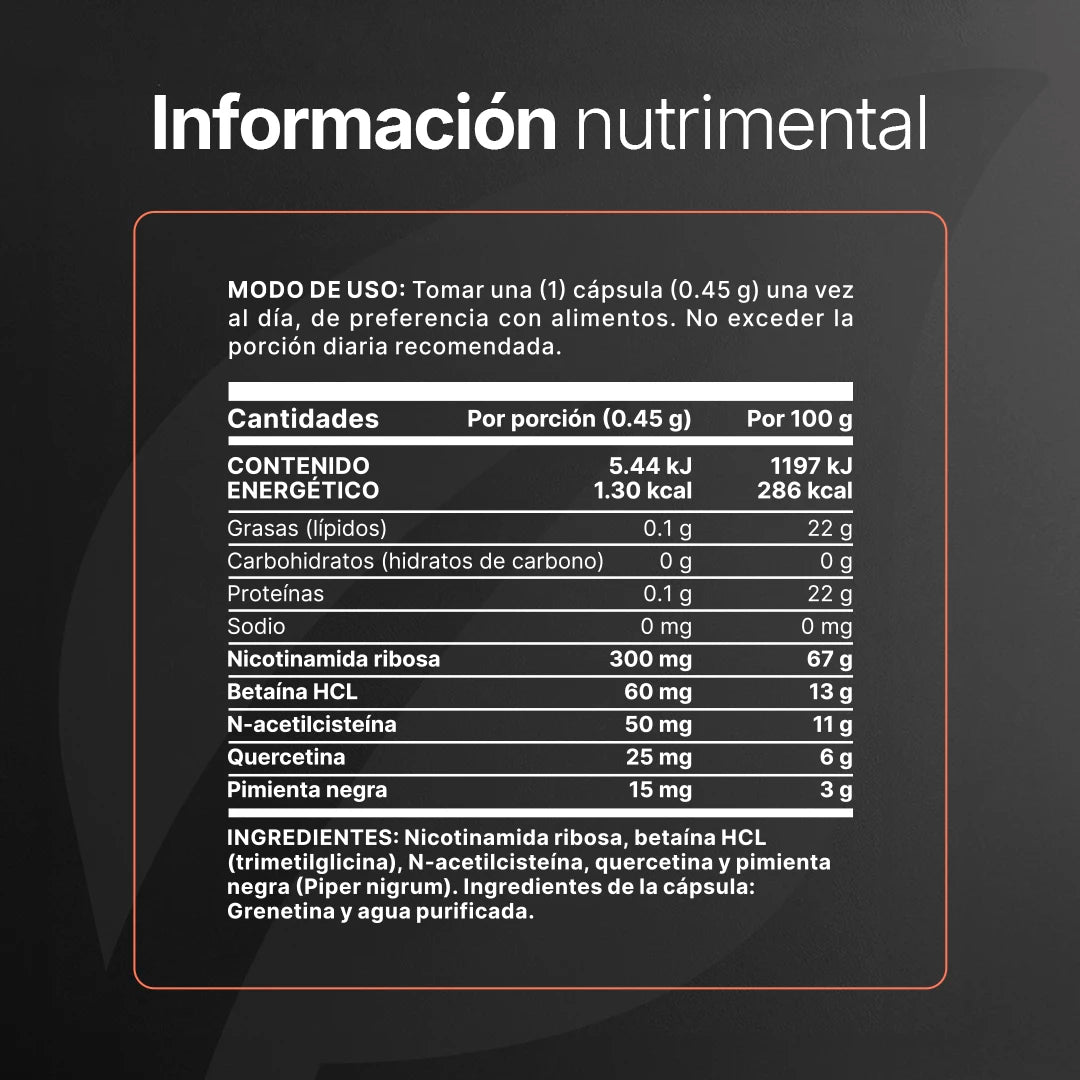 NAD Fórmula Avanzada | Con Berberina y Pimienta Negra | 50 Cápsulas