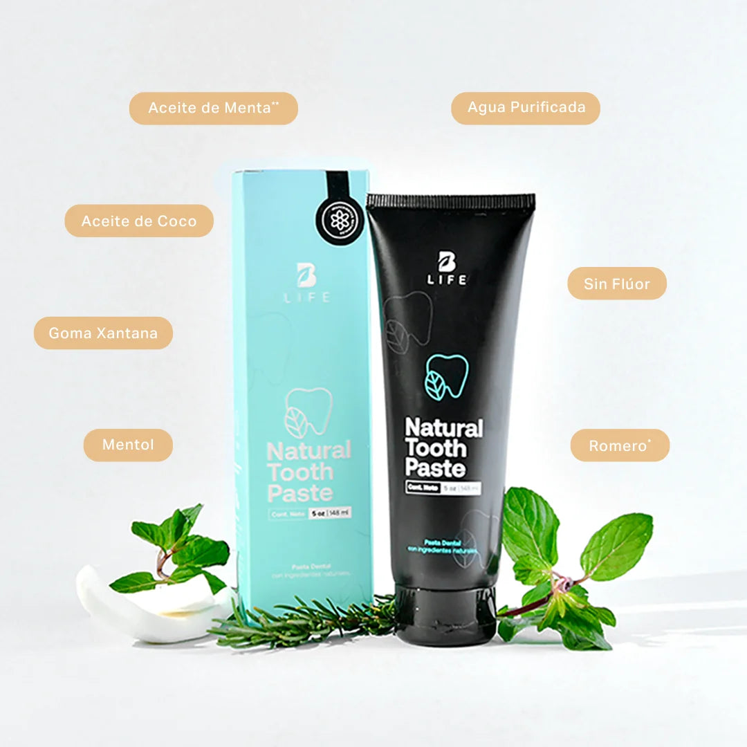 Pasta Dental Natural sin Flúor | Con Más de 94% de Ingredientes Naturales | 148 ml | B Life
