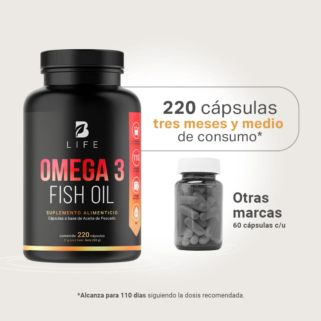 Omega 3 Aceite de Pescado con EPA y DHA | 220 cápsulas | 1000 mg por porción