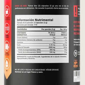 Omega 3 Aceite de Pescado con EPA y DHA | 220 cápsulas | 1000 mg por porción