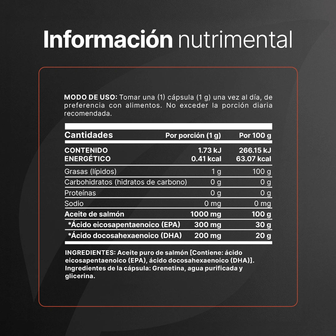Omega 3 Aceite Puro de Salmón | con 1000 mg por porción