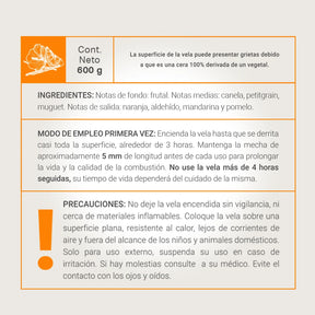 Orange Vanilla Aromatic Candle | Vela Aromática Vainilla Naranja 600 g