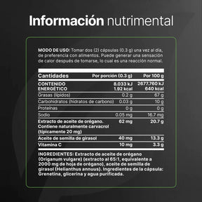 Aceite de Orégano con Carvacrol y Vitamina C | 300 mg por porción