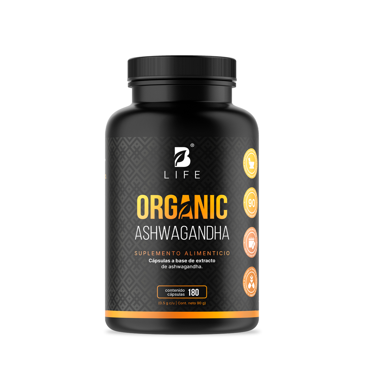 Ashwagandha Orgánica | 1000 mg por porción | 180 cápsulas