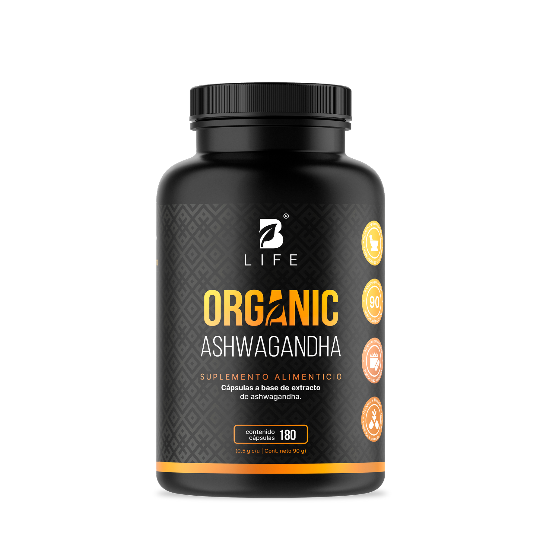 Ashwagandha Orgánica | 1000 mg por porción | 180 cápsulas