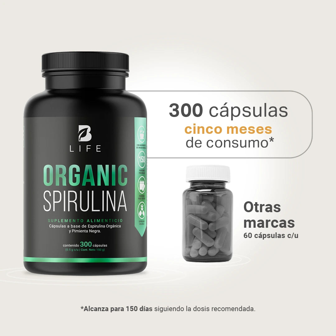 Espirulina Orgánica | Fórmula con Pimienta Negra | 1000 mg por porción