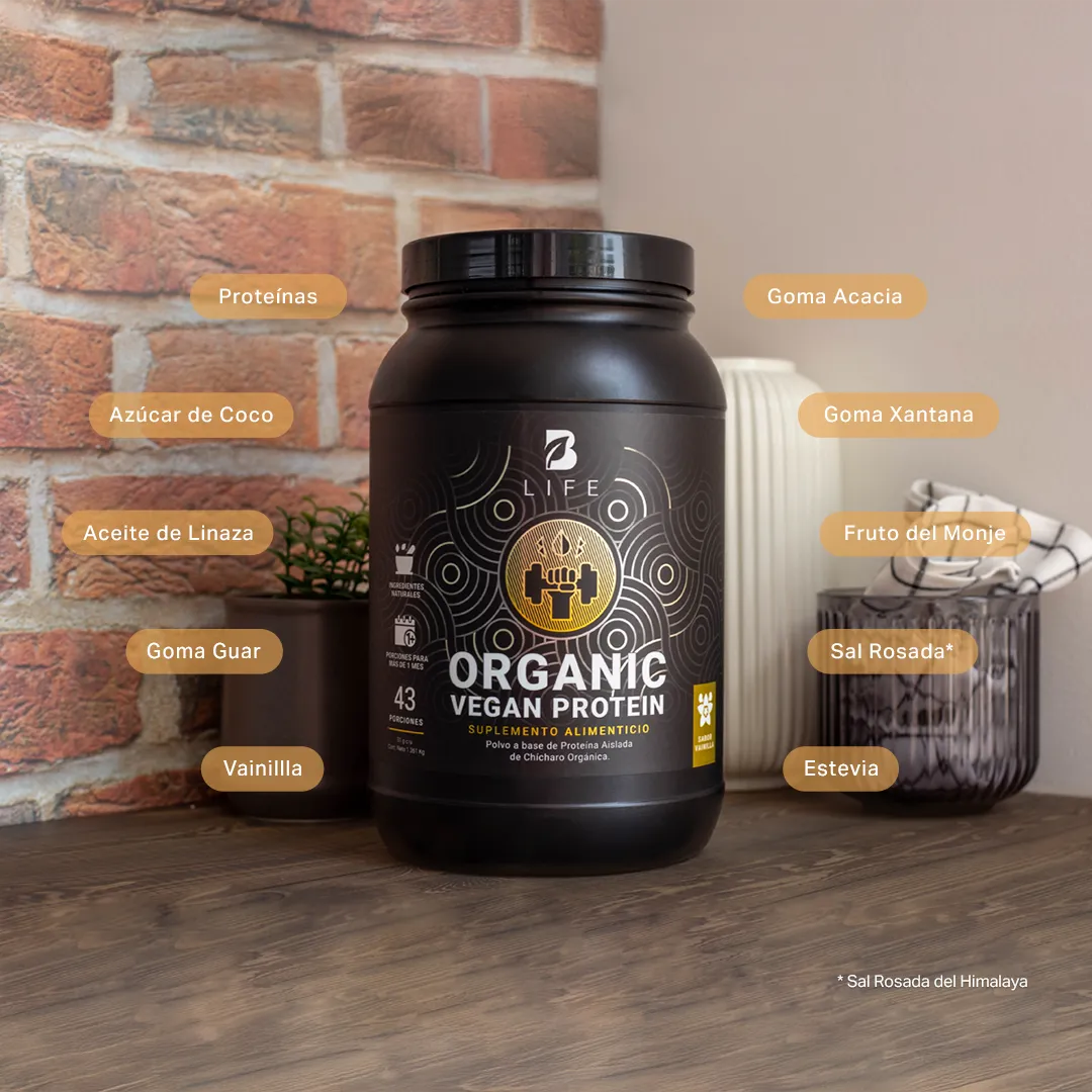 Proteína Orgánica Vegana sabor Vainilla | Sin azúcar Añadida | 3 Libras