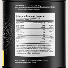 Proteína Orgánica Vegana sabor Vainilla | Sin azúcar Añadida | 3 Libras