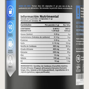 Fórmula para Hombre con Ciruelo Africano, Selenio, Semilla de Calabaza, Cúrcuma, Zinc y Vitamina D3 | 1000 mg por Porción | B Life