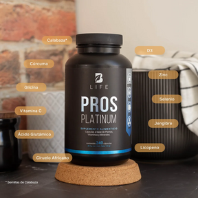 Fórmula Platinum con Ciruelo Africano, Selenio, Cúrcuma, Zinc, Semilla de Calabaza y Vitamina D3 | 2000 mg por Porción | 240 Cápsulas