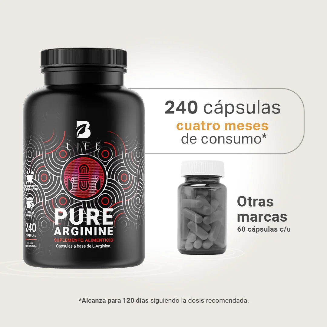 Pura Arginina | 240 Cápsulas | 1000 mg por porción