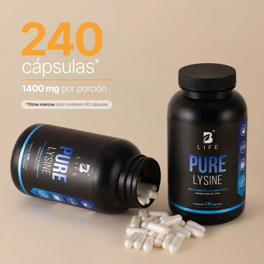 Lisina Pura | 240 cápsulas | 1400 mg por porción