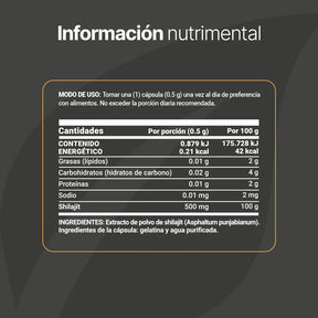 Shilajit Puro | Alta Pureza | 120 cápsulas