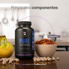 Pure Tryp-tophan | 180 cápsulas | 500 mg por Porción | Aminoácido Esencial