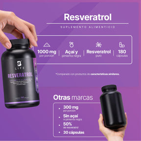 Resveratrol | con Uva Roja, Açaí, Vitamina C y Pimienta Negra | 1000 mg por porción