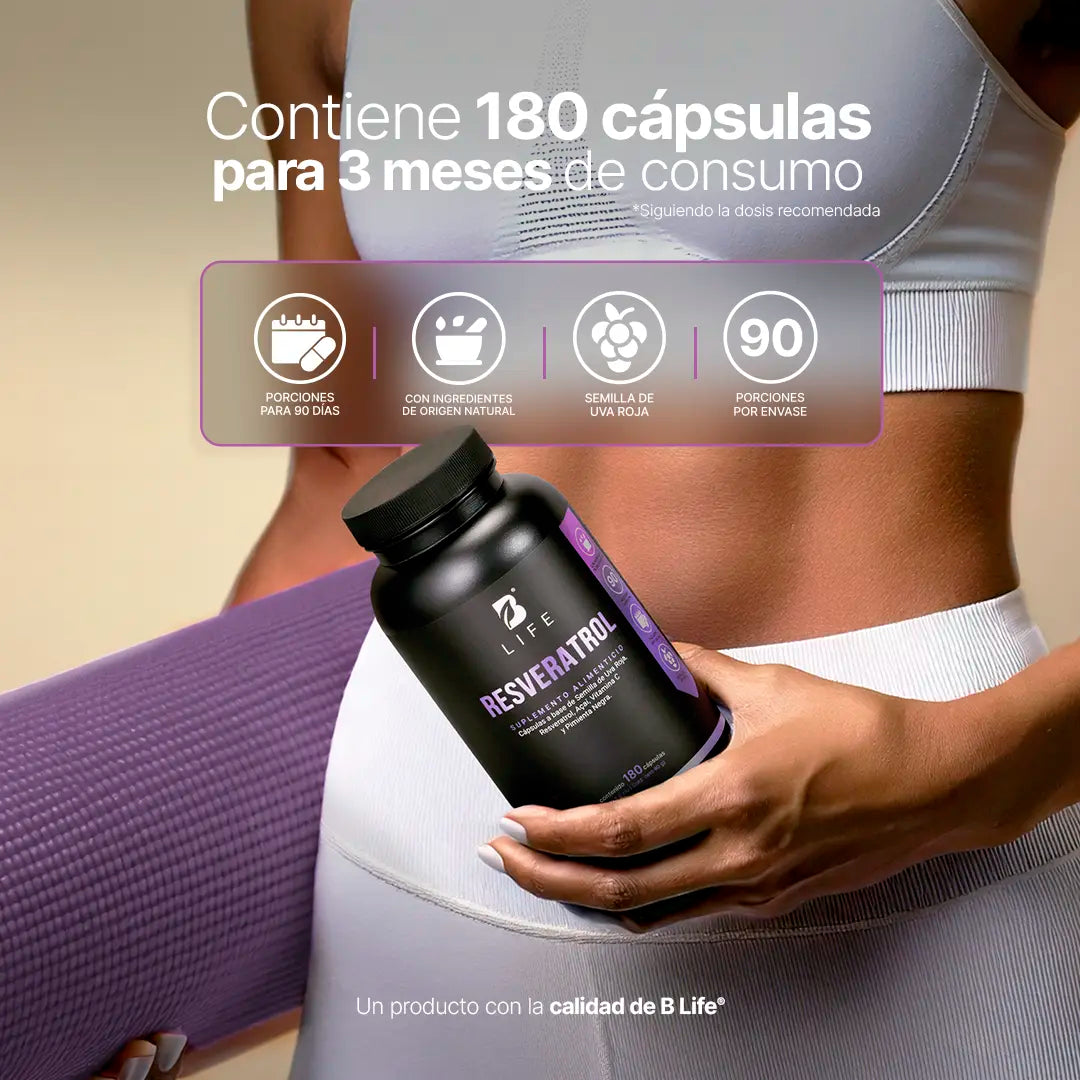 Resveratrol | con Uva Roja, Açaí, Vitamina C y Pimienta Negra | 1000 mg por porción