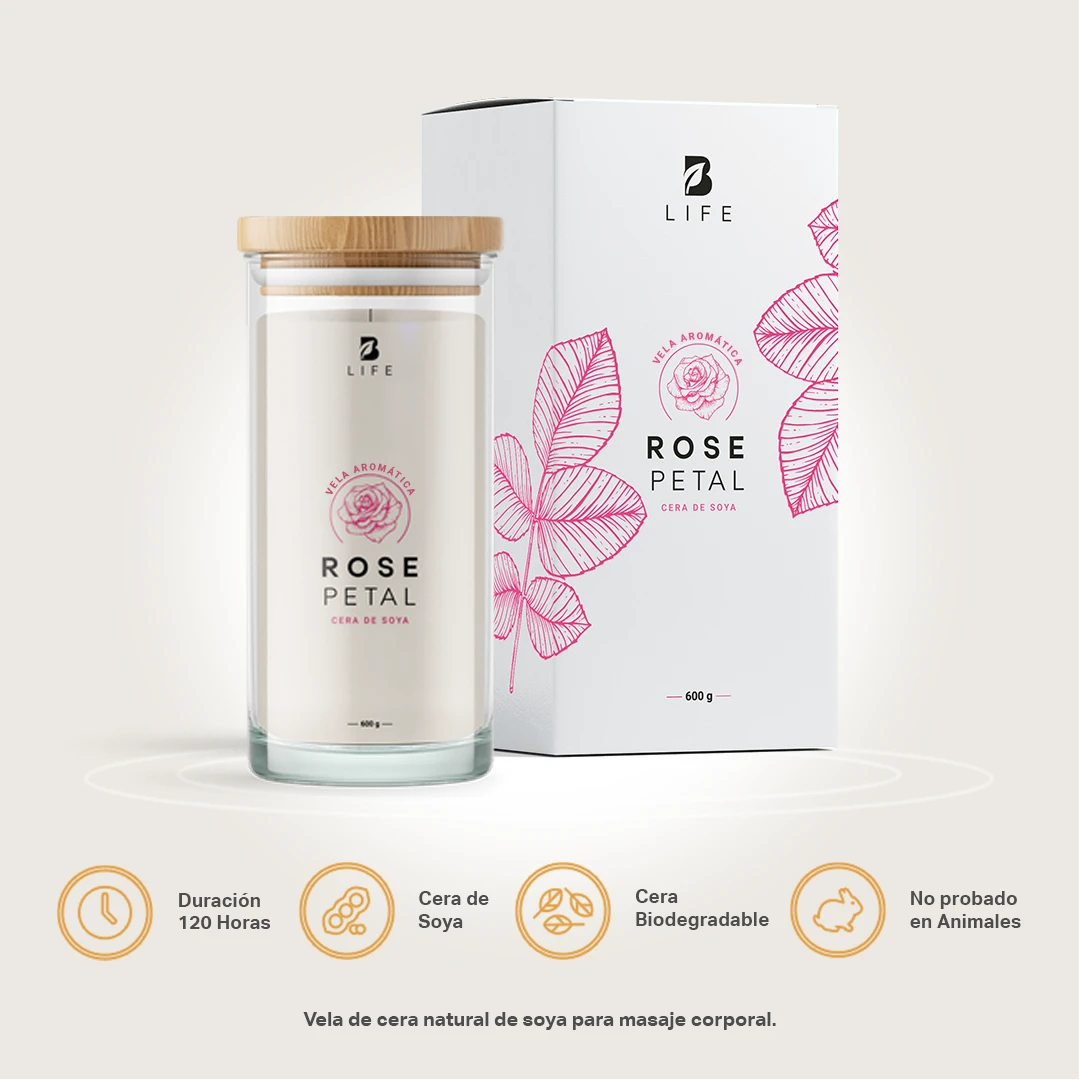 Rose Petal Aromatic Candle | Vela Aromática Pétalos de Rosa 600 g