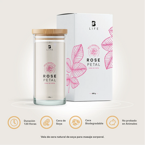 Rose Petal Aromatic Candle | Vela Aromática Pétalos de Rosa 600 g