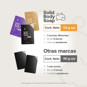 Solid Body Soap | Set de 6 Jabones Naturales en Barra 113 g c/u