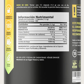 Lecitina de Soya Natural | 180 cápsulas | 1200 mg por Porción