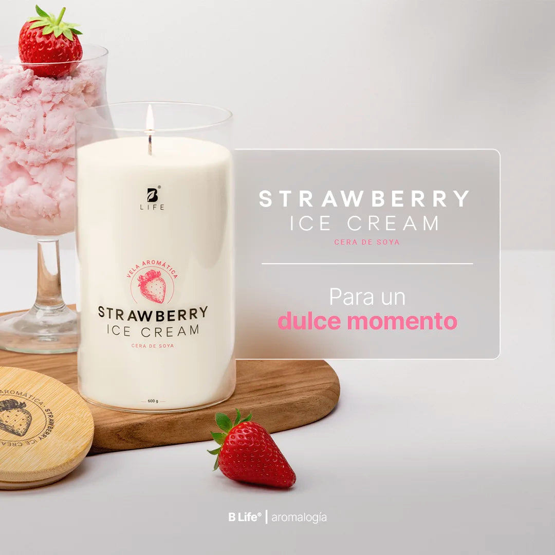 Strawberry Ice Cream Aromatic Candle | Vela Aromática Helado de Fresa 600 g
