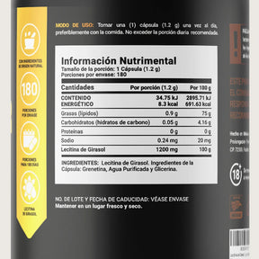Lecitina de Girasol | 1200 mg | 180 cápsulas