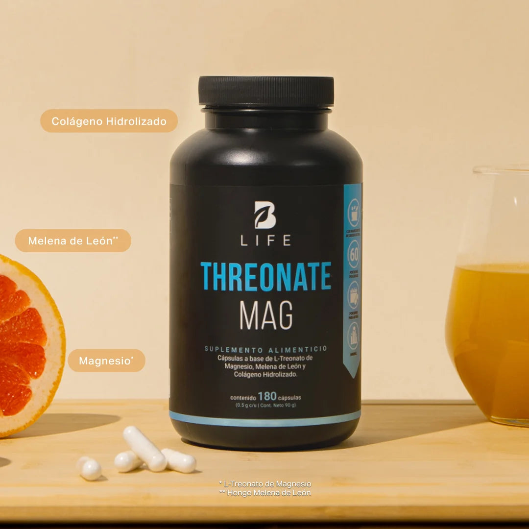Treonato de Magnesio | con Melena de Leon y Colágeno Hidrolizado | 180 cápsulas