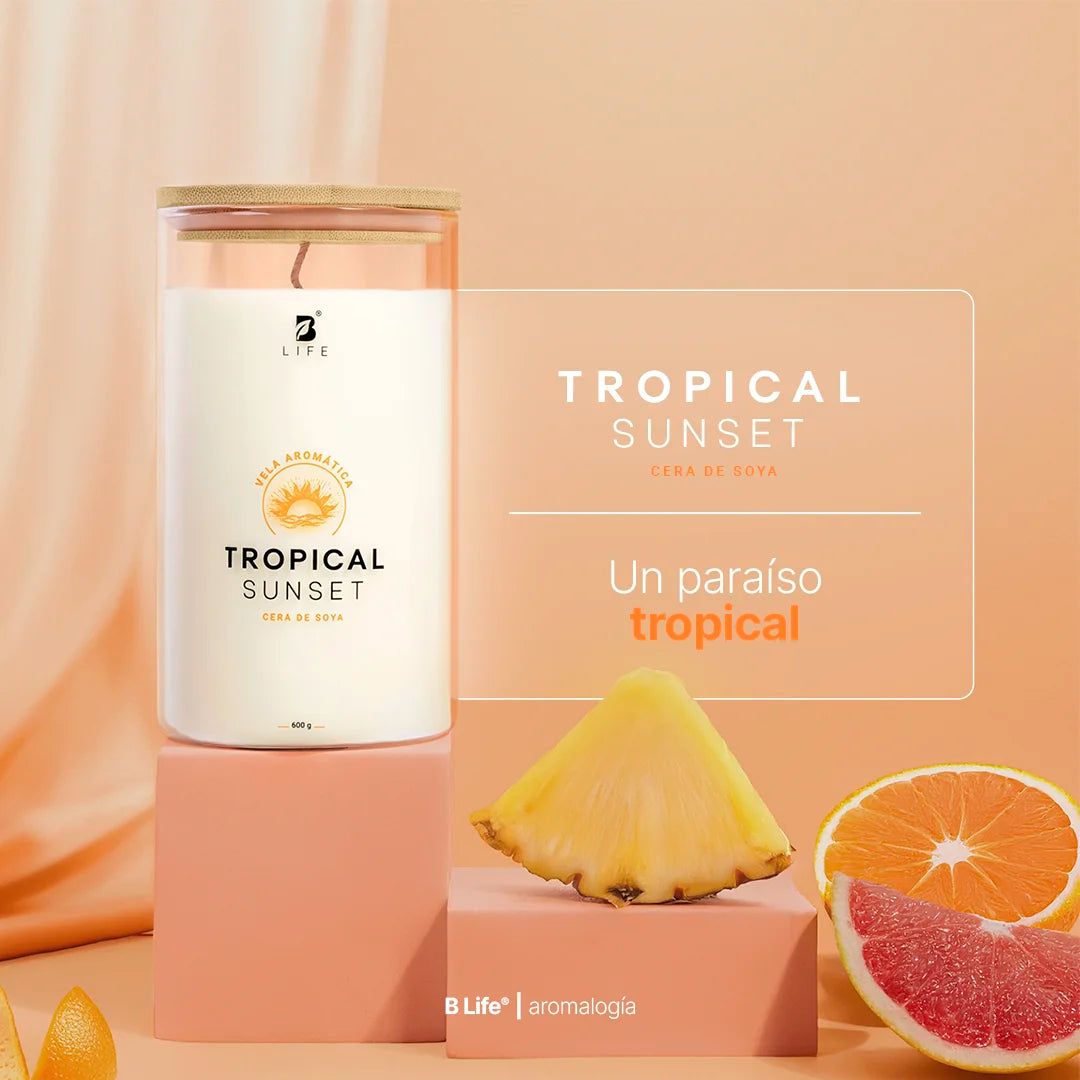 Tropical Sunset Aromatic Candle | Vela Aromática Frutas Tropicales 600 g
