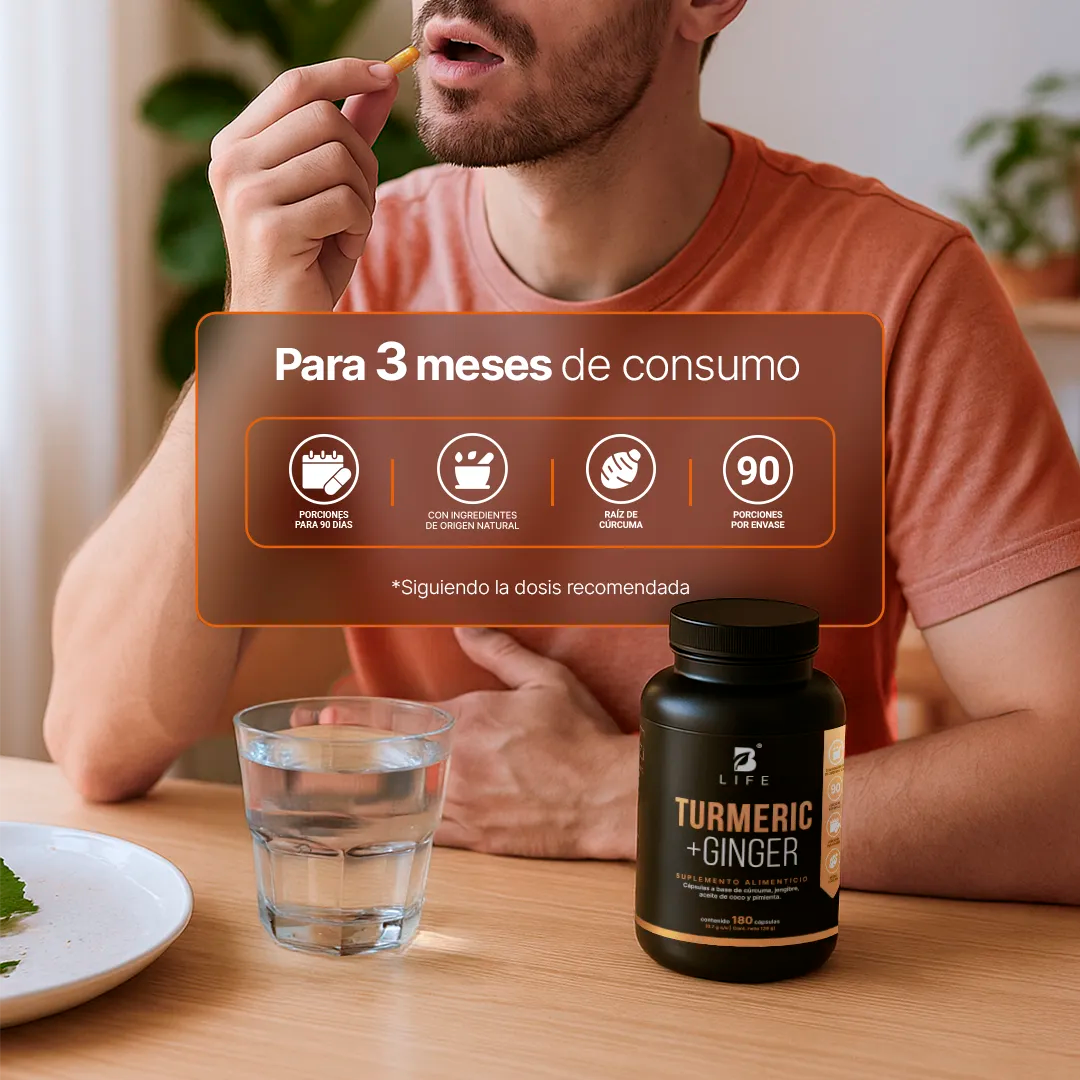 Cúrcuma con Jengibre | adicionado con Aceite de Coco y Pimienta Negra | 1400 mg por Porción