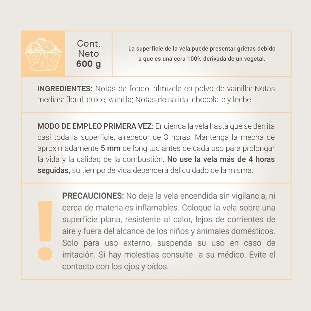 Vanilla Cupcake Aromatic Candle | Vela Aromática Cupcake de Vainilla 600 g