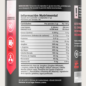 Mezcla de Jengibre, Ajo negro, Arginina, Resveratrol, Vitamina B3, Cebolla Morada y Pimienta de Cayena