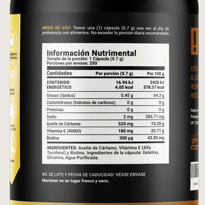 Vitamina E 400 UI | con Biotina y Aceite de Cártamo | 200 cápsulas