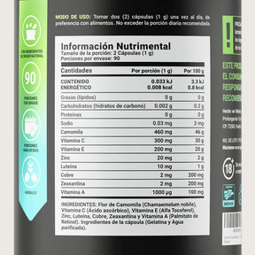 Mezcla de Camomila, Luteína y Zeaxantina | con Vitamina A, C, E, Zinc y Cobre