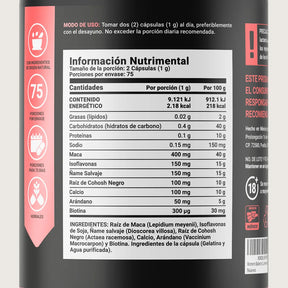 Fórmula para Mujer con Maca, Isoflavonas y Ñame Silvestre | Con Arándano, Cohosh Negro, Calcio y Biotina