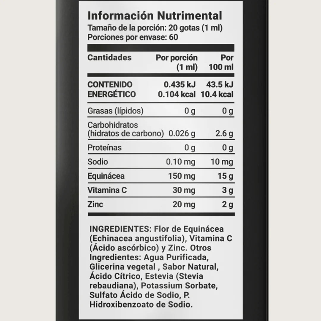Zinc Gotas | con Vitamina C y Equinácea | sabor Naranja | 60 pociones