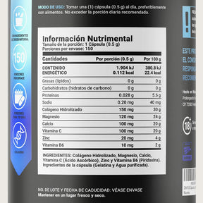 Mezcla de Zinc | con Magnesio, Vitamina C, Colágeno Hidrolizado, Vitamina B6 y Calcio | 150 cápsulas
